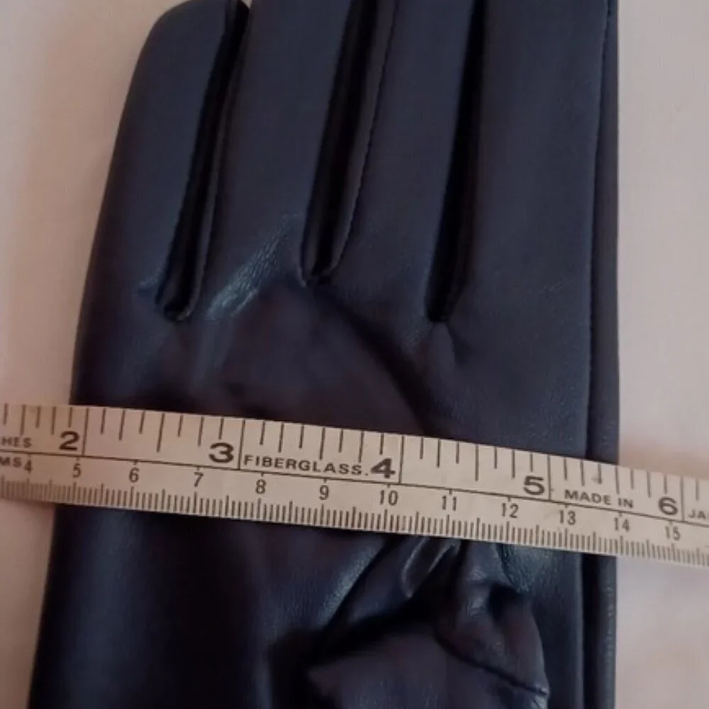 Touchscreen Gloves Leather Quilted Pattern Blue